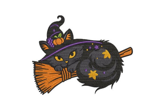 Review: Halloween Witch Cat on Broom Embroidery Design