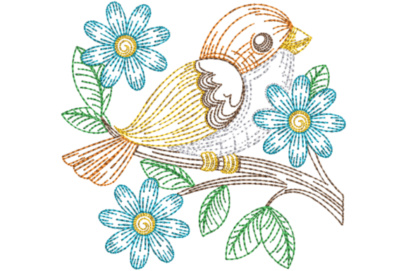 Review: Orange Spring Bird Embroidery Design